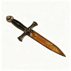 Fantasy Moon Chalice Dagger Decor Replica, Medieval Fantasy Sword Ornament with Wooden Stand, Gothic Desktop Collectible Gift