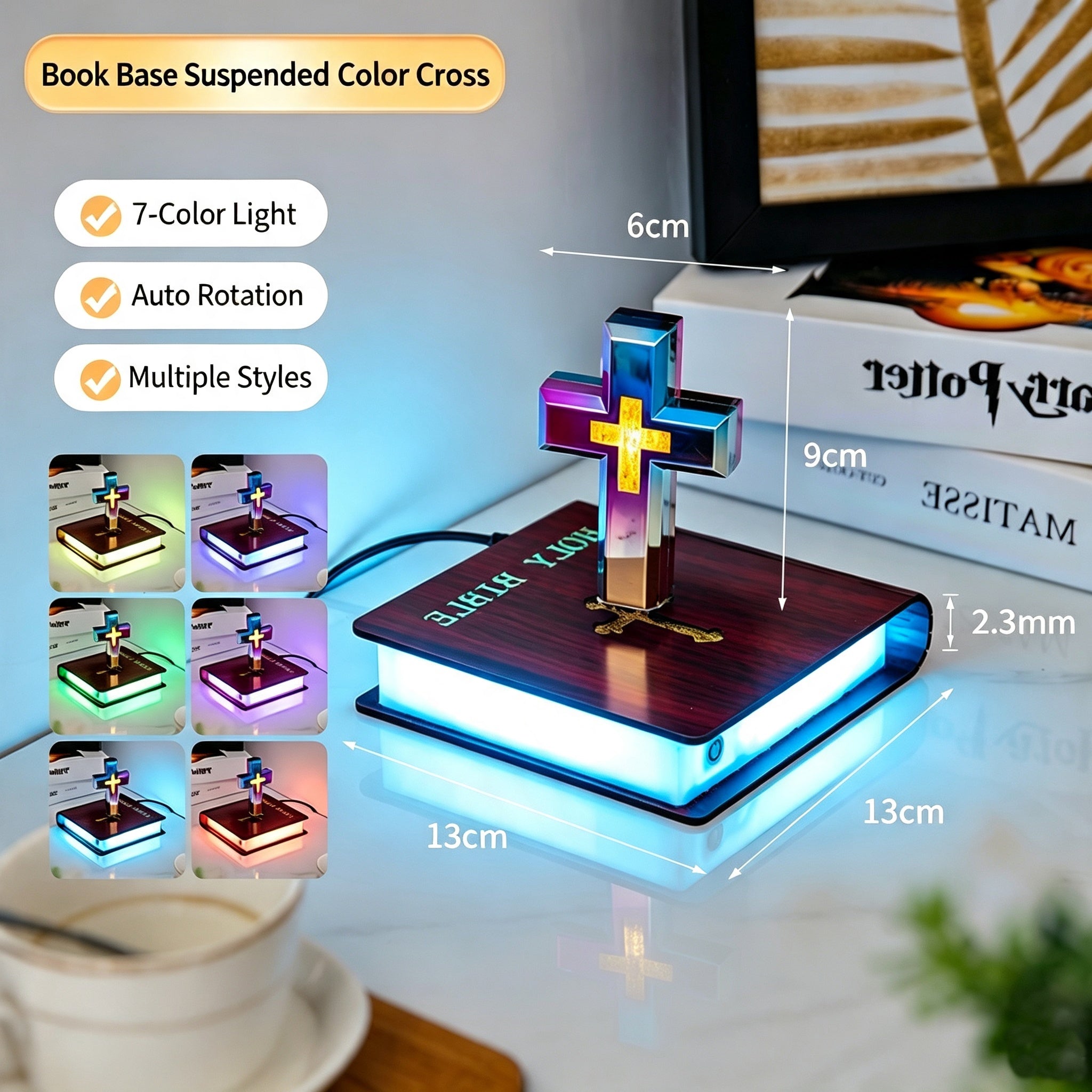 ✝️ Gravity defied! A cross floating and rotating mid-air? Magnetic levitation tech lamp. A desktop miracle that even churches would marvel at✨