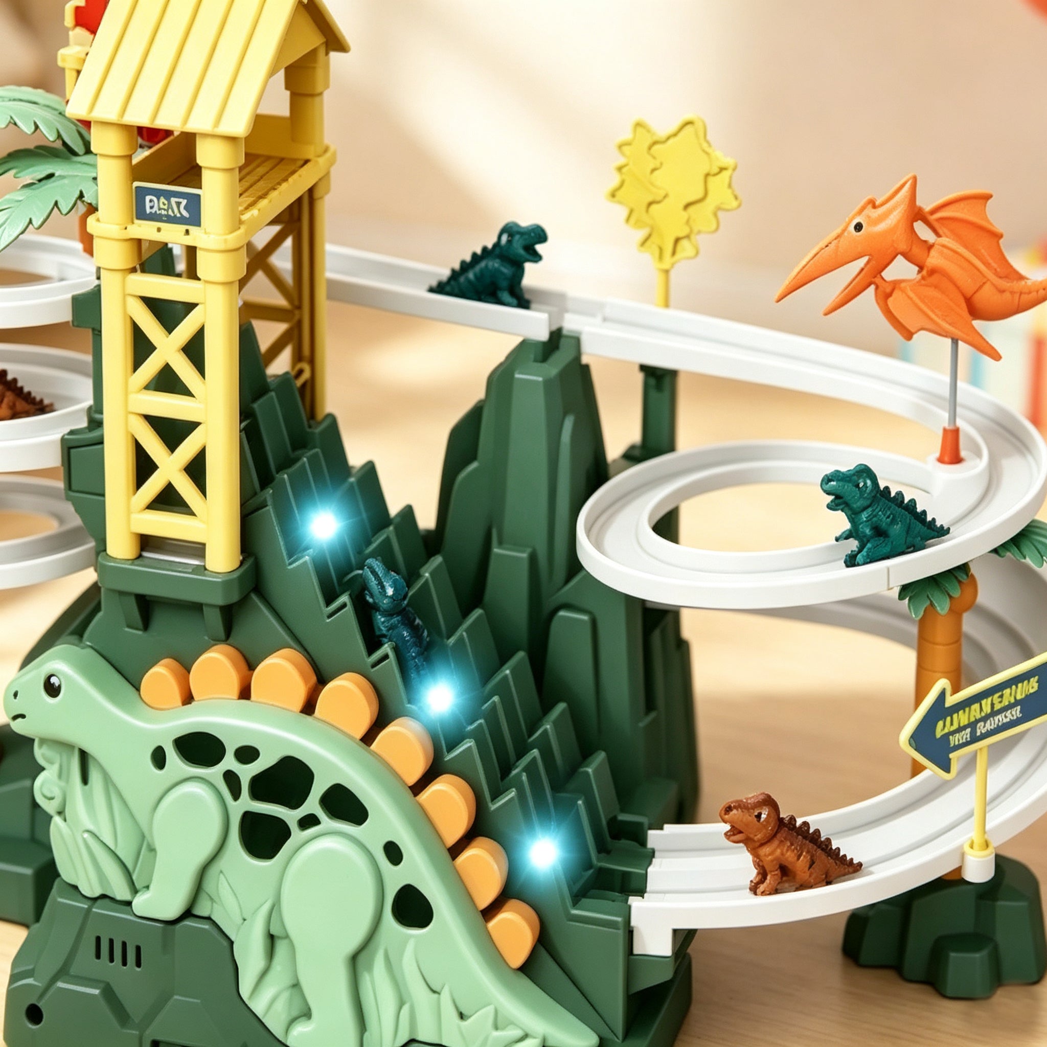 🎢 Dinosaur Mountain Climbing Track Playset 🎁 Educational Interactive Toy Gift for Toddler Boys & Girls