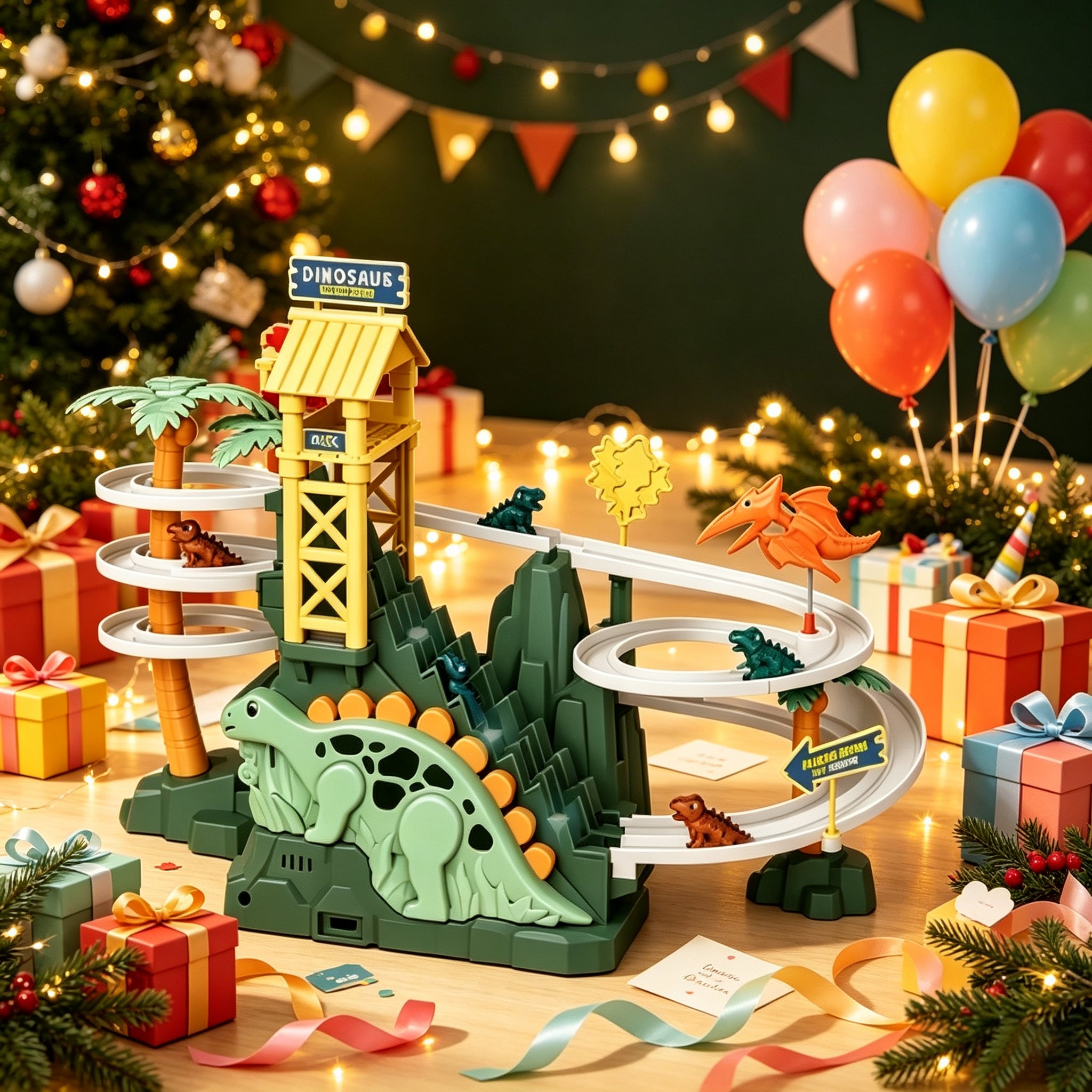 🎢 Dinosaur Mountain Climbing Track Playset 🎁 Educational Interactive Toy Gift for Toddler Boys & Girls