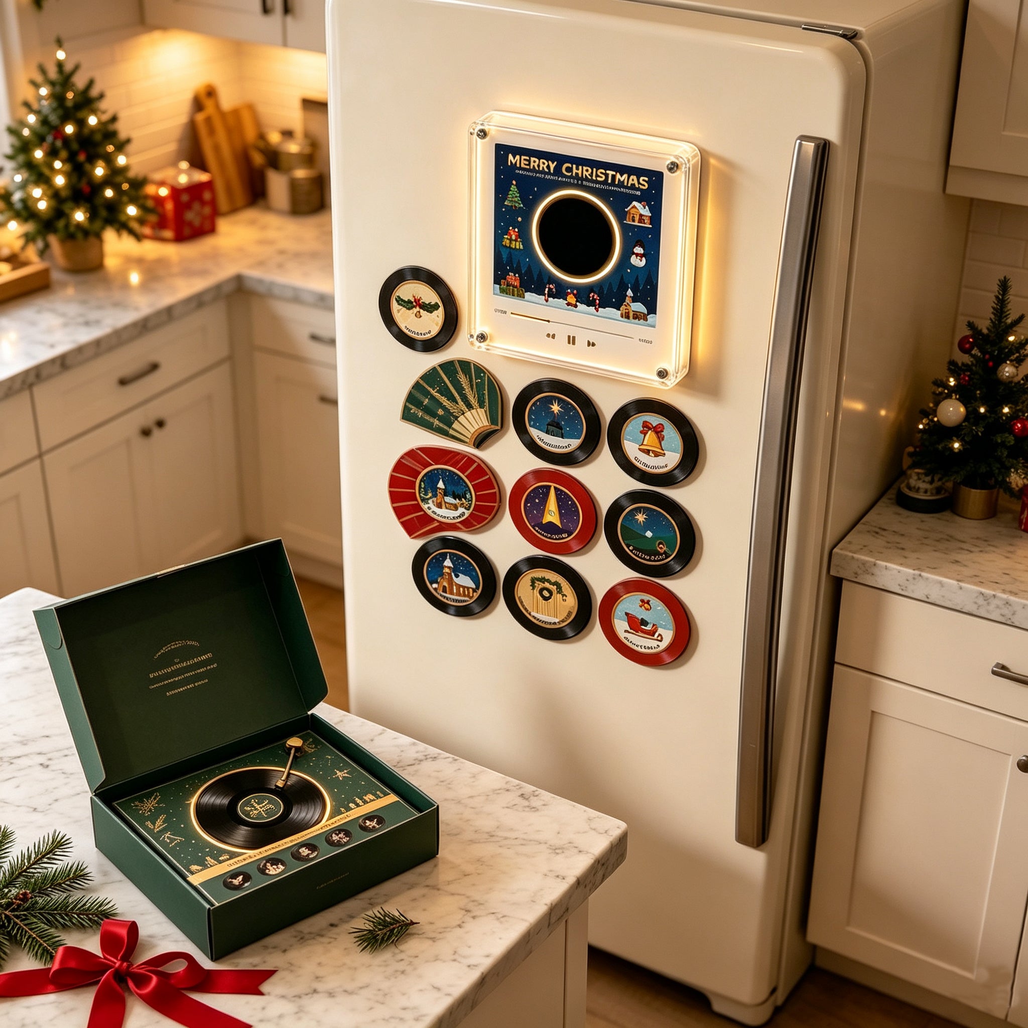 🎁 The Ultimate Christmas Gift for Music Lovers! NFC Music Player with 9 Mini Vinyl Records – Tap to Play Your Favorite Holiday Tunes Instantly 🎄💿✨