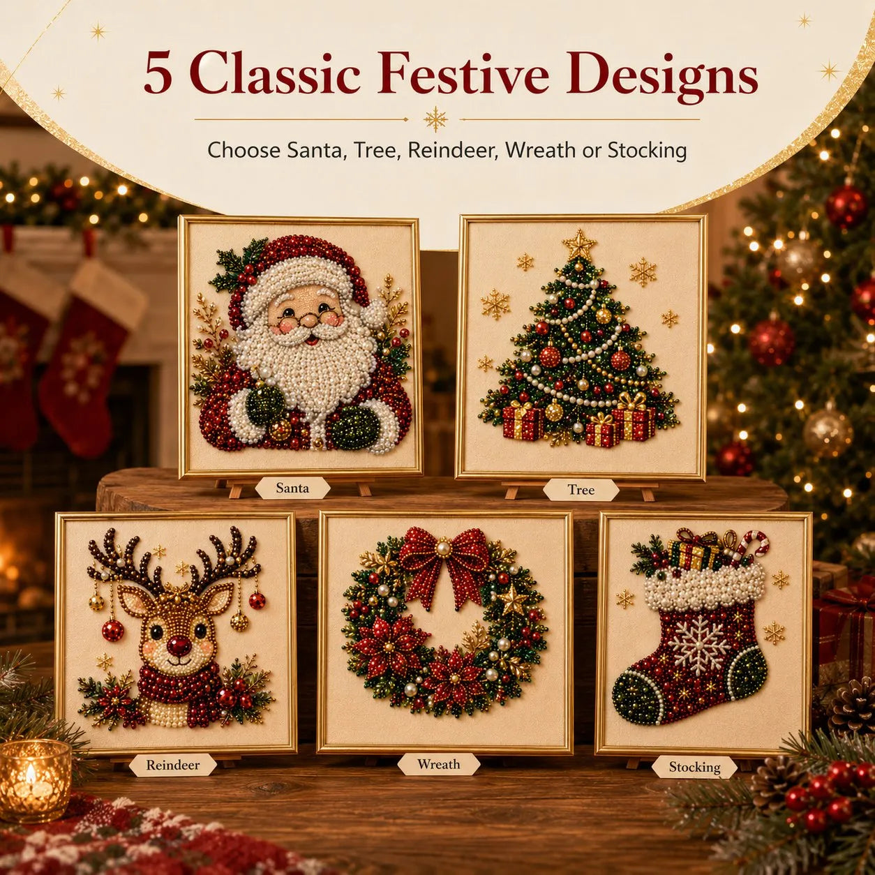 Santa Christmas DIY Pearl Diamond Painting Art Kit