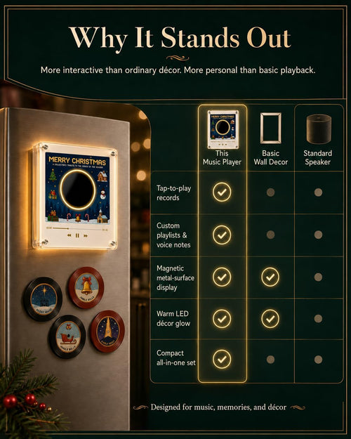 🎁 The Ultimate Christmas Gift for Music Lovers! NFC Music Player with 9 Mini Vinyl Records – Tap to Play Your Favorite Holiday Tunes Instantly 🎄💿✨