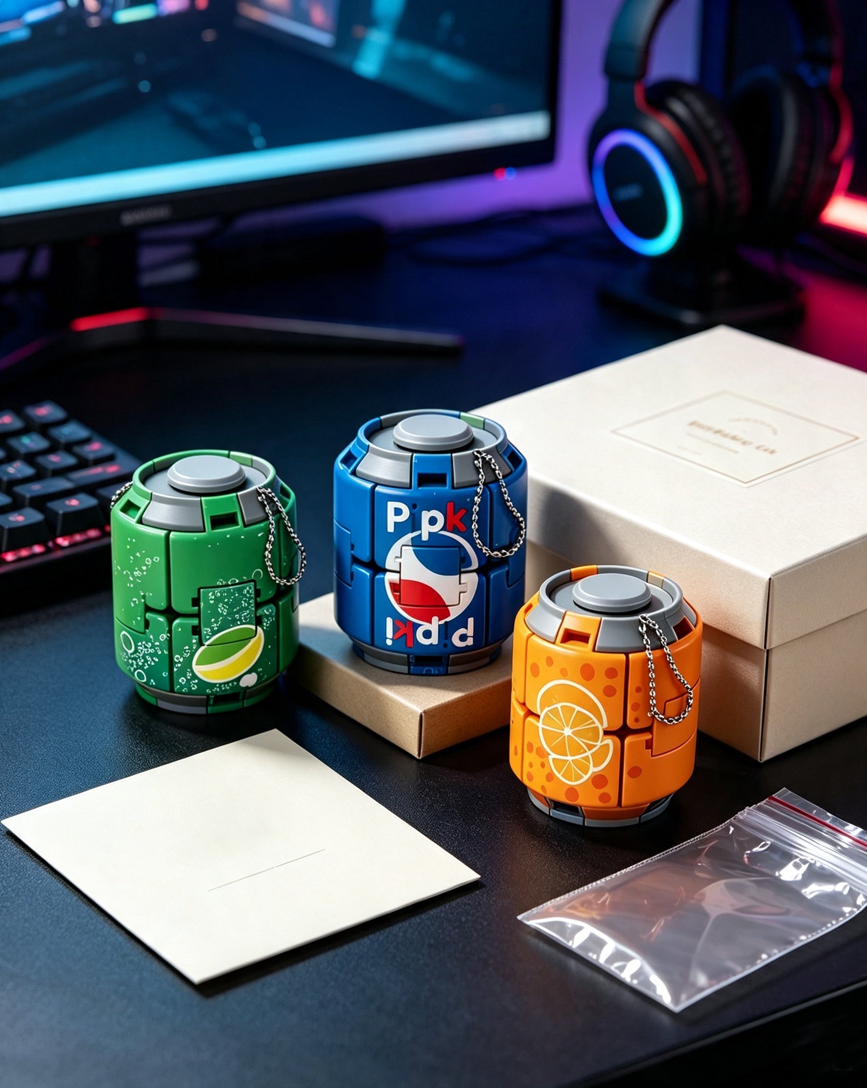 🥤 Office fidget god-tier! A soda can toy that transforms and doubles as a keychain. One press, instant stress relief. Want all three!🧩✨