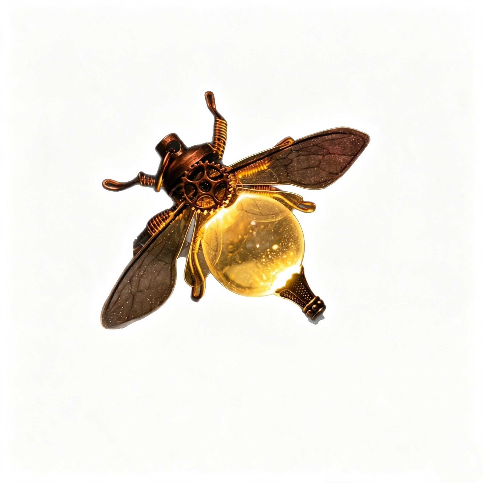 ✨ Such an amazing steampunk firefly! Gear metal body with a glowing glass orb. The moment it lights up at night, it feels like stepping into a magical secret realm🪲