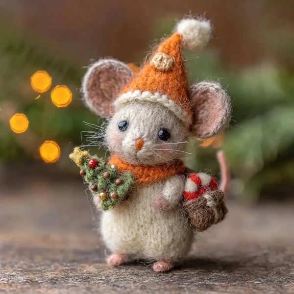 🎁🐭 Deluxe Handmade Felt Mouse | Cozy Decor & Heartwarming Gift ✨