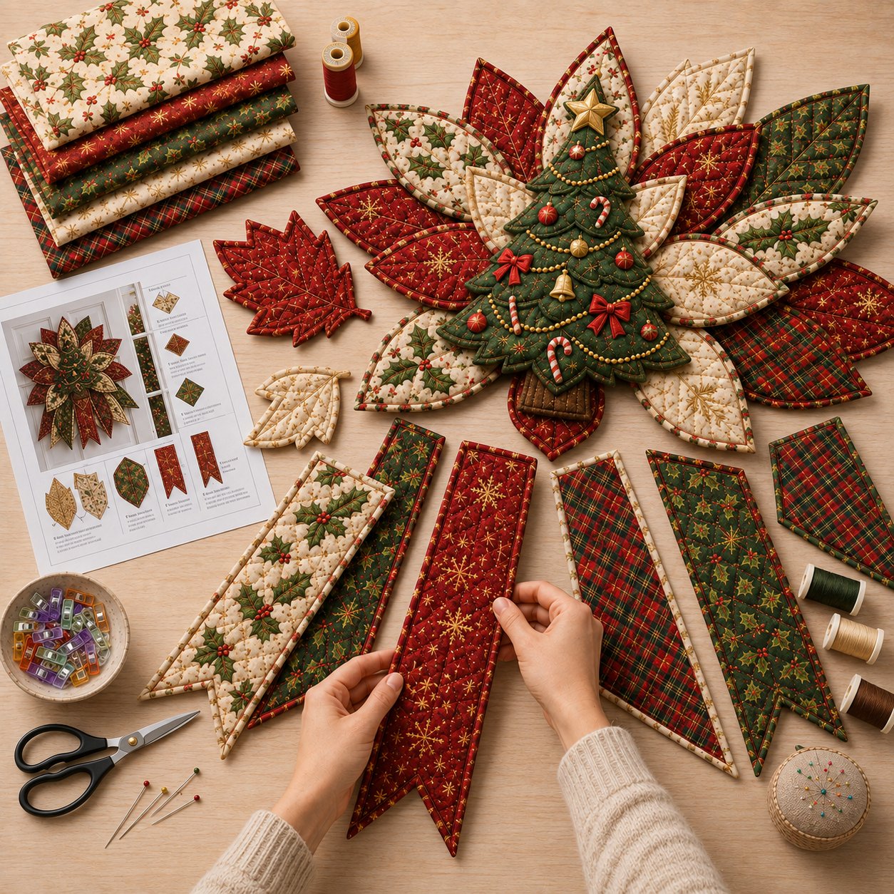Beginner-Friendly Oversized Christmas Character Quilted Door Hanger Sewing Kit