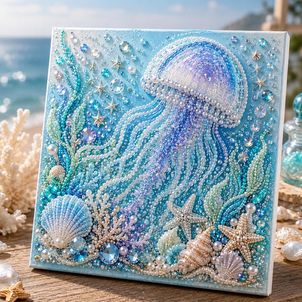 🌊🌊🔥 Last Day Big Sale - 🌊✨ Ocean Theme Pearl Art DIY Kit – Relaxing DIY Craft to Create Stunning Coastal Artwork