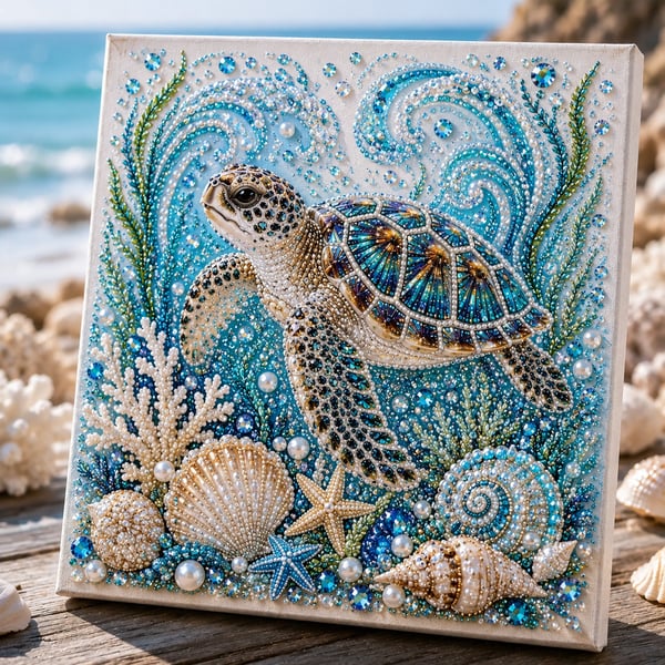 🌊🌊🔥 Last Day Big Sale - 🌊✨ Ocean Theme Pearl Art DIY Kit – Relaxing DIY Craft to Create Stunning Coastal Artwork