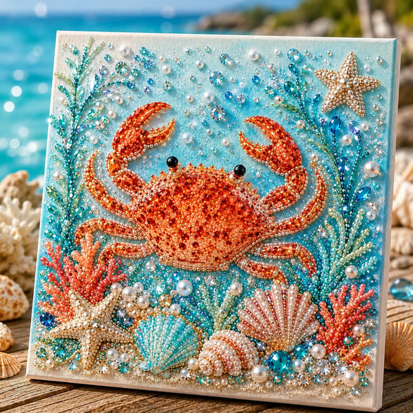 🌊🌊🔥 Last Day Big Sale - 🌊✨ Ocean Theme Pearl Art DIY Kit – Relaxing DIY Craft to Create Stunning Coastal Artwork