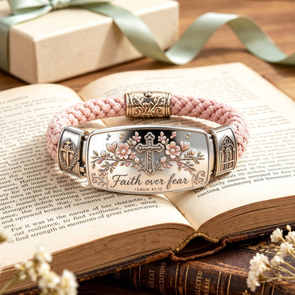✝️Faith Over Fear Bracelet – Christian Cross Bracelet Inspired by Isaiah 41:10, Hope, Courage & Divine Strength