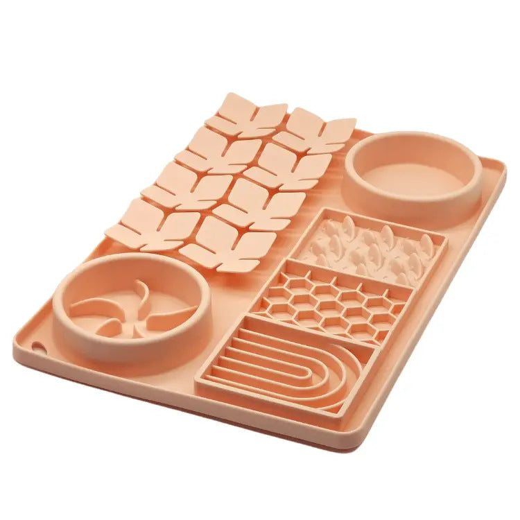 🐶 Is your dog eating like a vacuum cleaner, vomiting right after? Switch to this all-in-one slow-feeding & water mat! Partitioned for wet food and water, now they eat so gracefully🍲✨