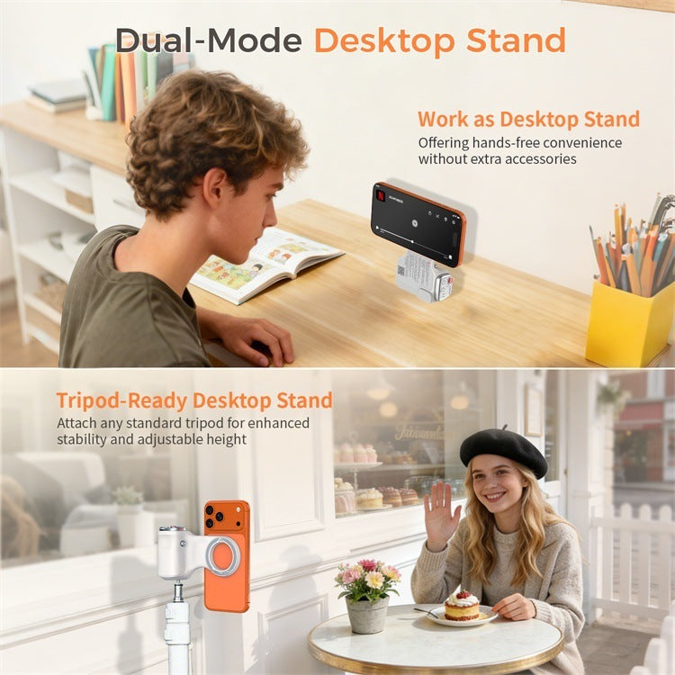 MagSafe Magnetic Phone Camera Handle, Wireless Handheld Shooting Grip, Smartphone Vlog Stabilizer with Physical Shutter Button