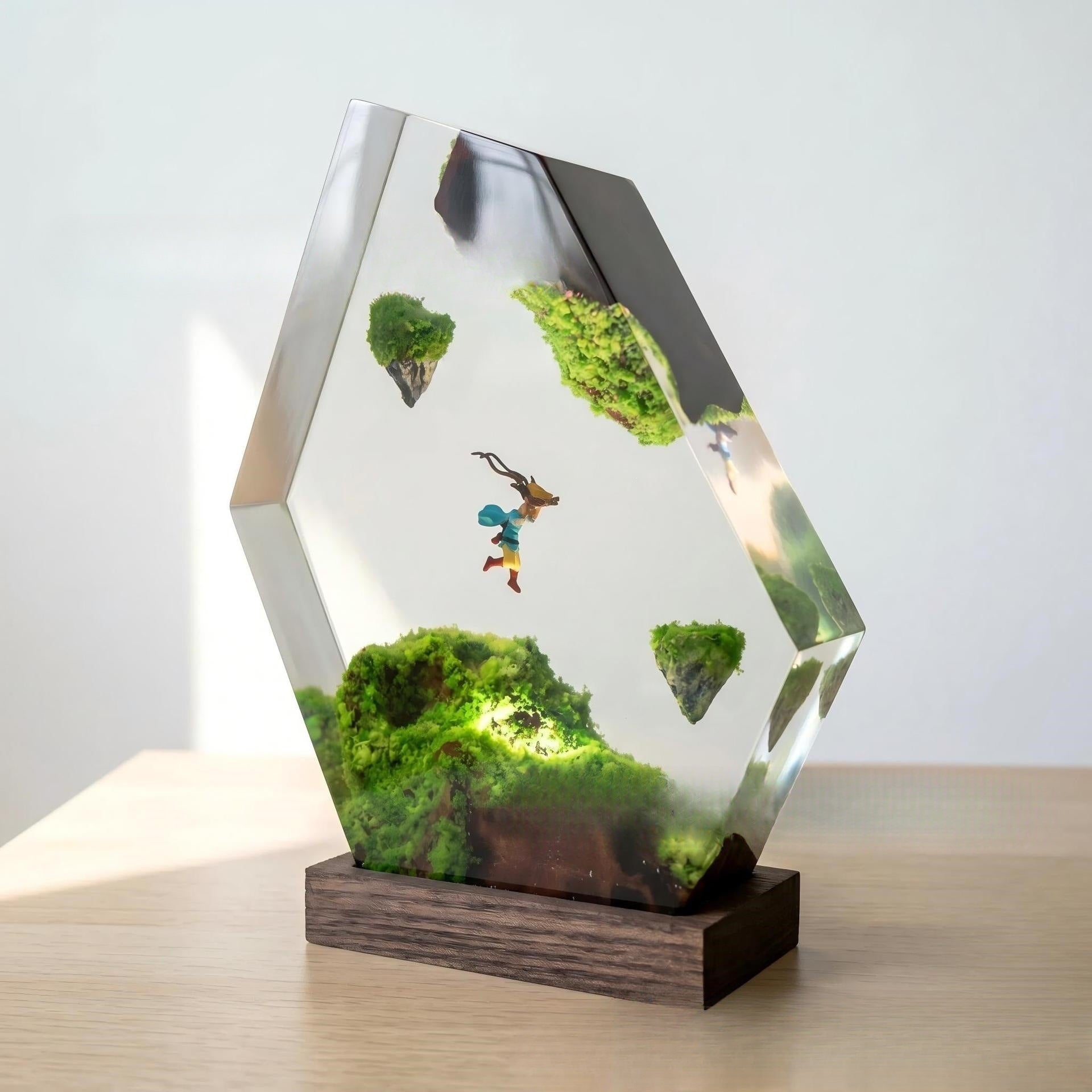 🗡️ A gamer's desktop faith! Master Sword resin miniature landscape, capturing Hyrule's forest and serenity. The moment it lights up at night is truly tear-jerking✨