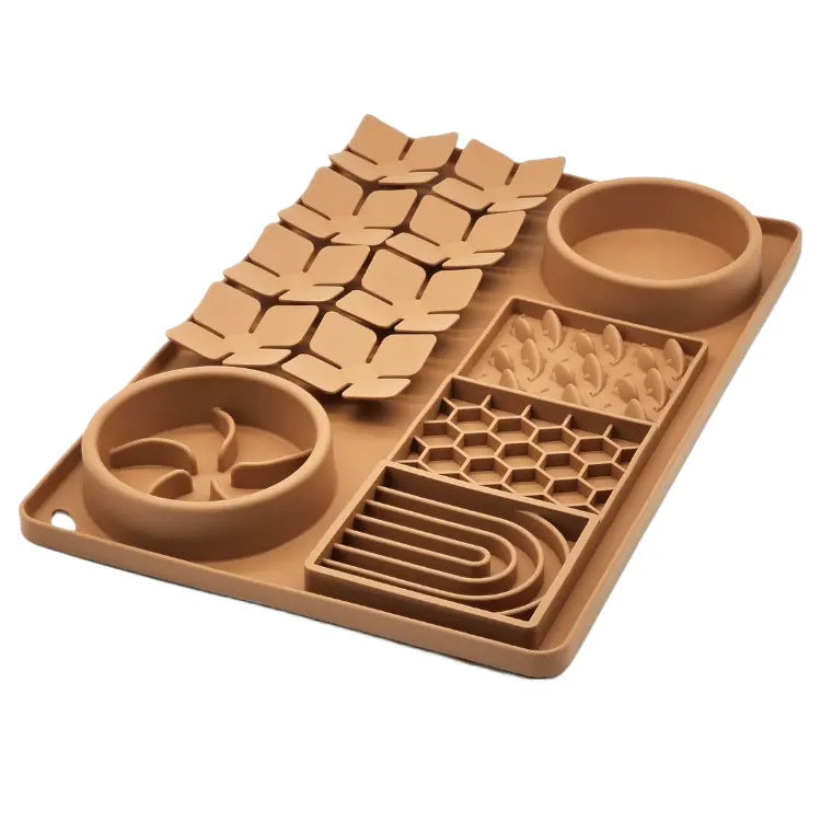 🐶 Is your dog eating like a vacuum cleaner, vomiting right after? Switch to this all-in-one slow-feeding & water mat! Partitioned for wet food and water, now they eat so gracefully🍲✨