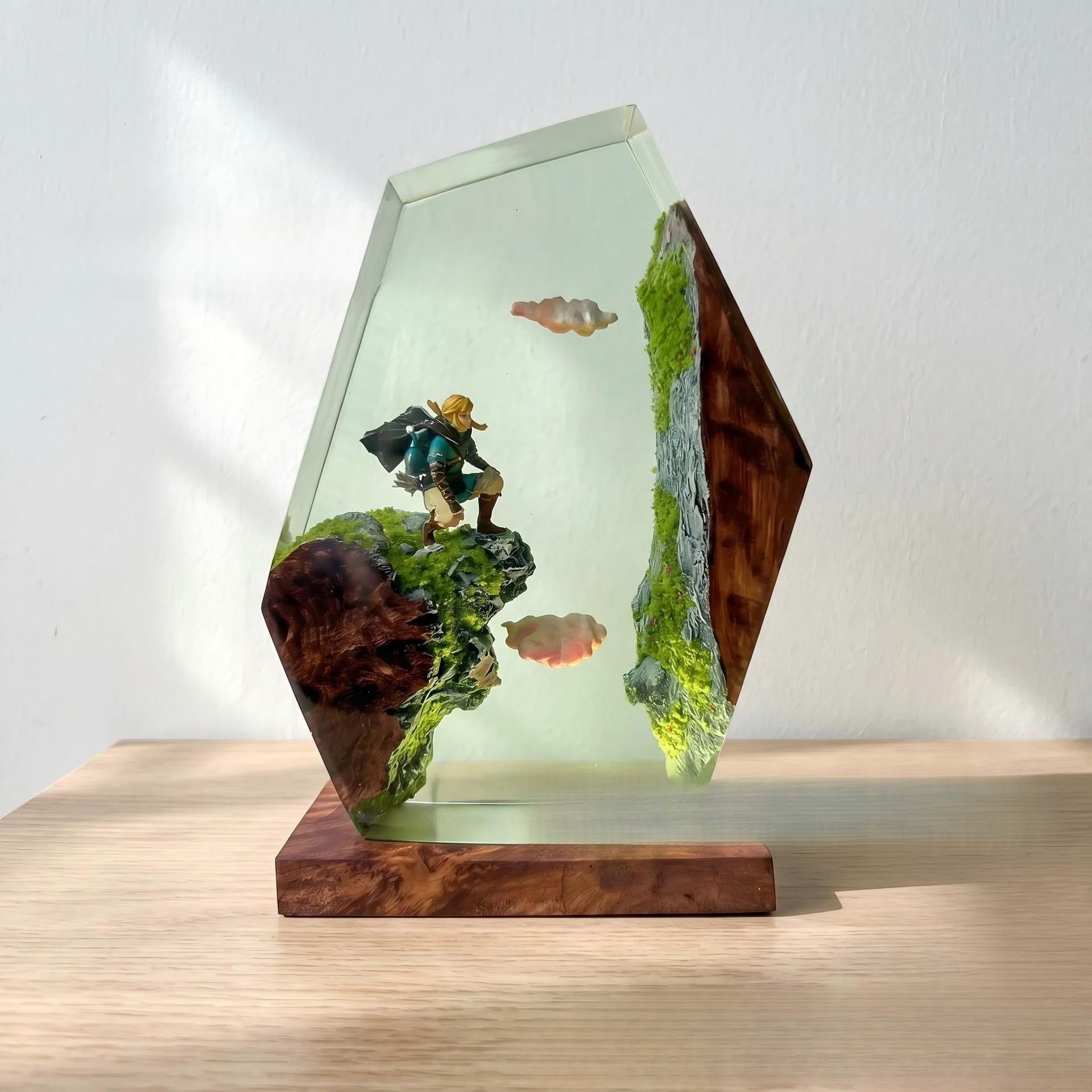 🗡️ A gamer's desktop faith! Master Sword resin miniature landscape, capturing Hyrule's forest and serenity. The moment it lights up at night is truly tear-jerking✨
