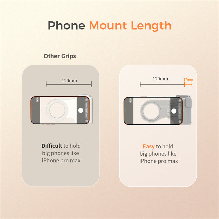 MagSafe Magnetic Phone Camera Handle, Wireless Handheld Shooting Grip, Smartphone Vlog Stabilizer with Physical Shutter Button