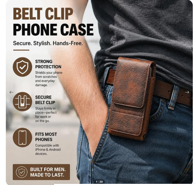 Waist Belt Cell Phone Pouch 📱 Multi-Pocket Leather Holster with Card Holder
