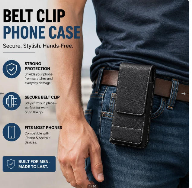 Waist Belt Cell Phone Pouch 📱 Multi-Pocket Leather Holster with Card Holder