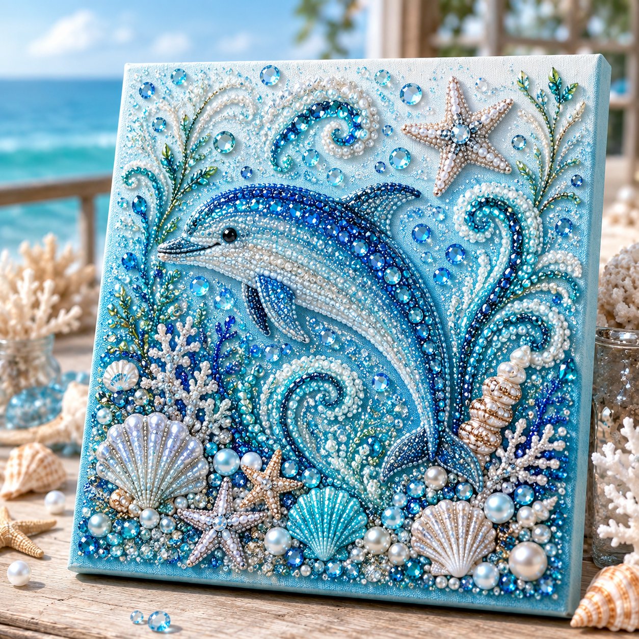 🌊🌊🔥 Last Day Big Sale - 🌊✨ Ocean Theme Pearl Art DIY Kit – Relaxing DIY Craft to Create Stunning Coastal Artwork