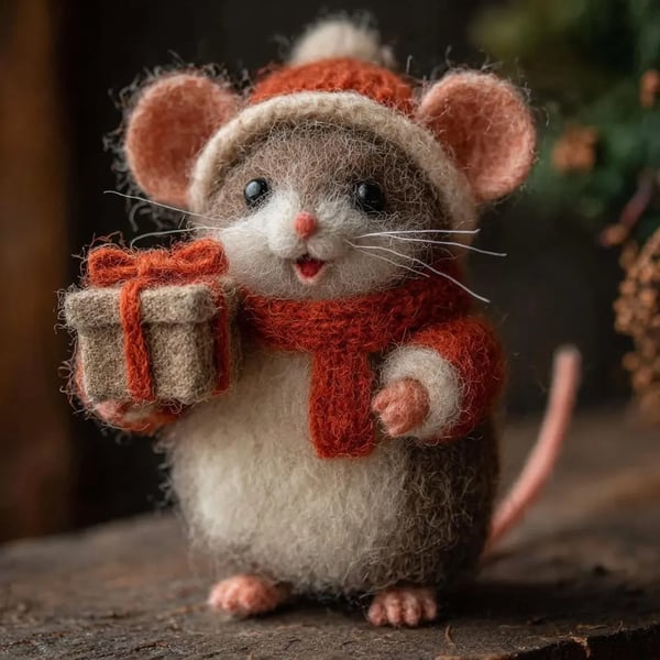 🎁🐭 Deluxe Handmade Felt Mouse | Cozy Decor & Heartwarming Gift ✨