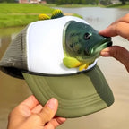 Novelty 3D Bass Fish Trucker Hat, Funny Fishing Cap, Unique Bass Fisherman Gift, Outdoor Angler Headwear