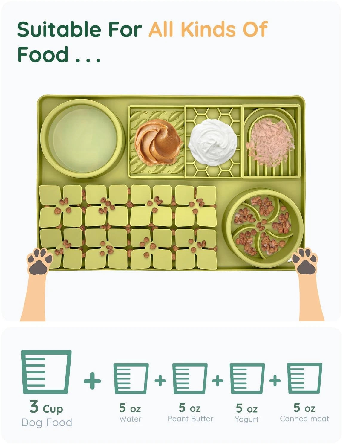 🐶 Is your dog eating like a vacuum cleaner, vomiting right after? Switch to this all-in-one slow-feeding & water mat! Partitioned for wet food and water, now they eat so gracefully🍲✨